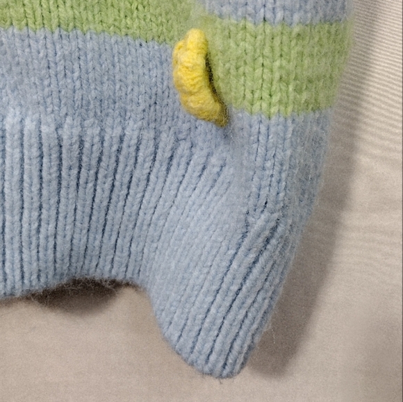 Zara Embroidered Floral Striped Sweater Women's M Blue Green Cottagecore Preppy - Picture 5 of 10